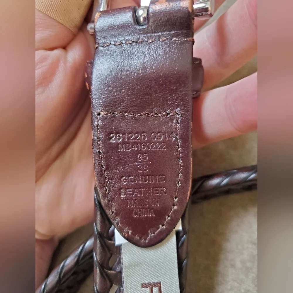 Fossil Men's Brown Woven Leather Belt In Myles Cognac Size 38